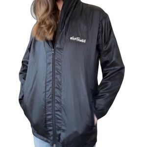 Hiking Gorpcore Vintage Wild Things Windbreaker Nylon Track in Black Large